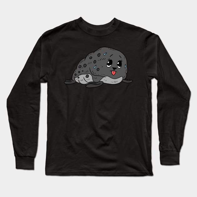 a cute kawaii and sweaty fat seal. ocean animal. Long Sleeve T-Shirt by JJadx